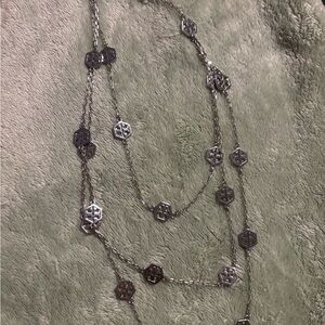 Tory Burch Silver Hexagon Link Layered Necklace